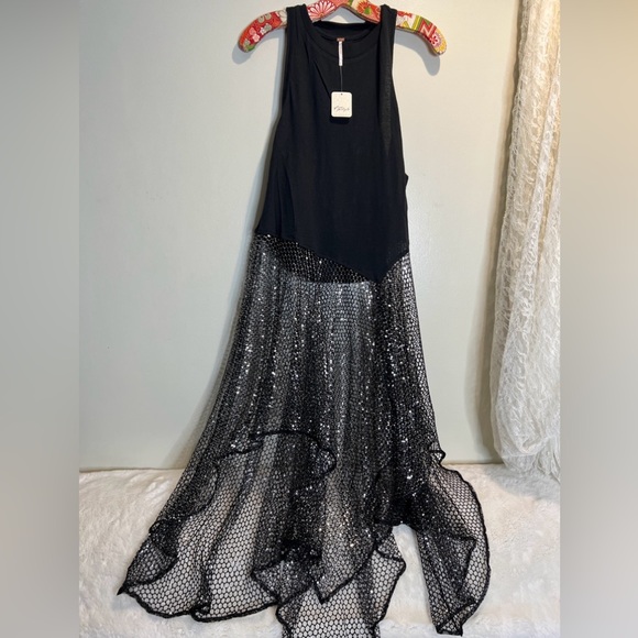 Free People Another Galaxy Racer Back Tee Maxi Top L - Picture 4 of 7